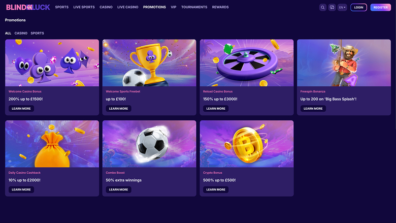 BlindLuck Casino — Promotions page