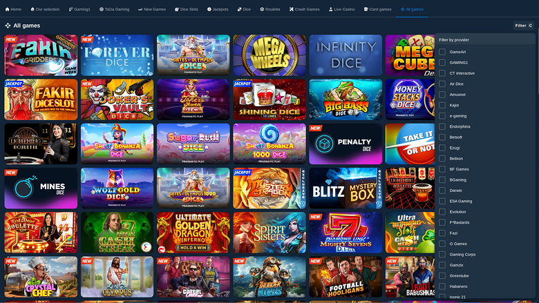 Blitz Casino — Games by studio