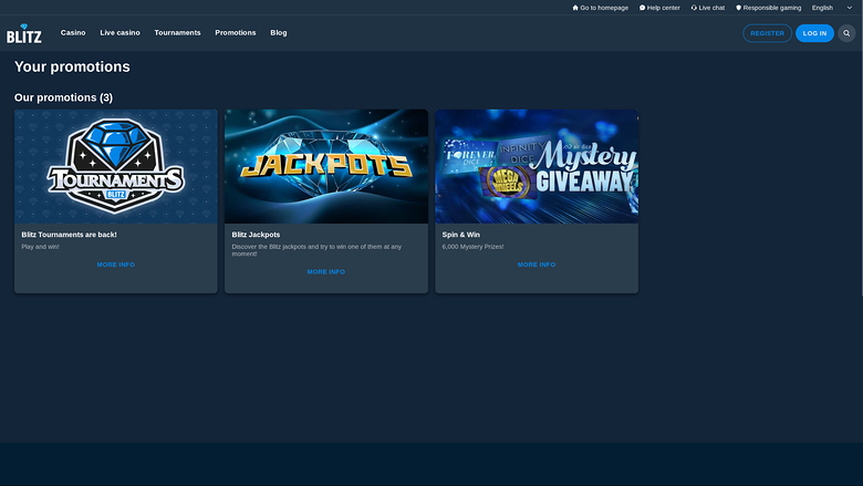 Blitz Casino — Promotions page