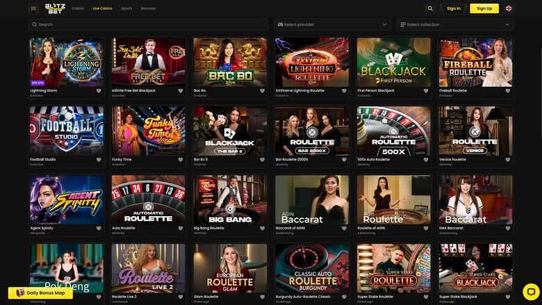 Blitzbet Casino — Live dealer lobby