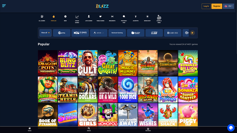 Blizz Casino — Games lobby