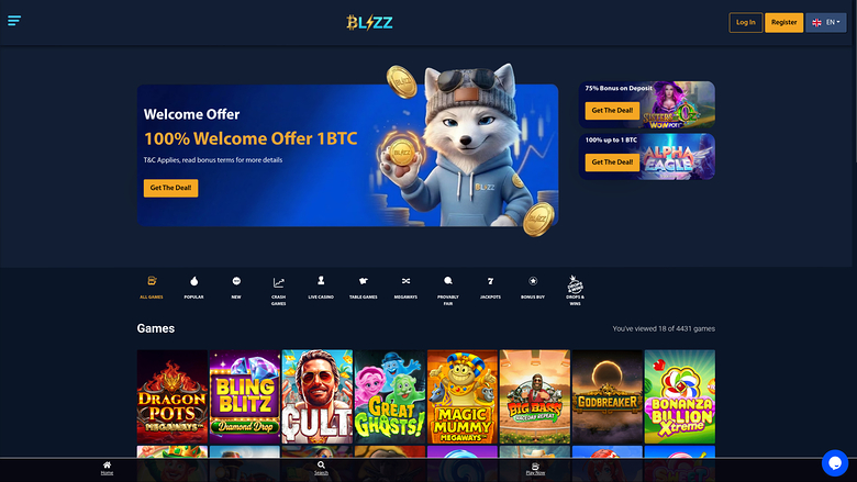 Blizz Casino — Homepage
