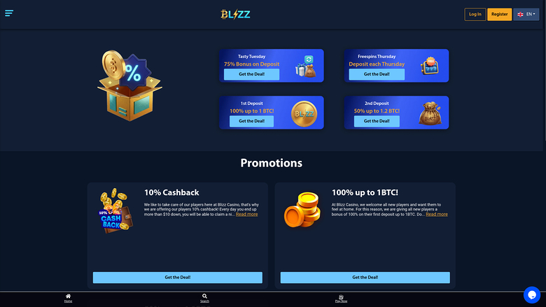 Blizz Casino — Promotions page