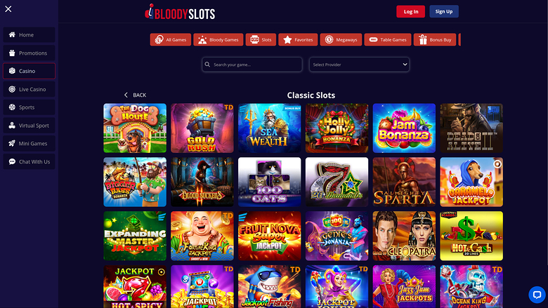 BloodySlots Casino — Games lobby