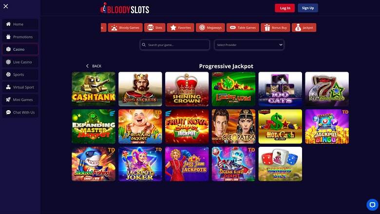 BloodySlots Casino — Jackpot games
