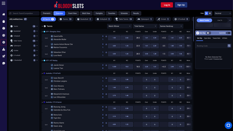 BloodySlots Casino — Sportsbook