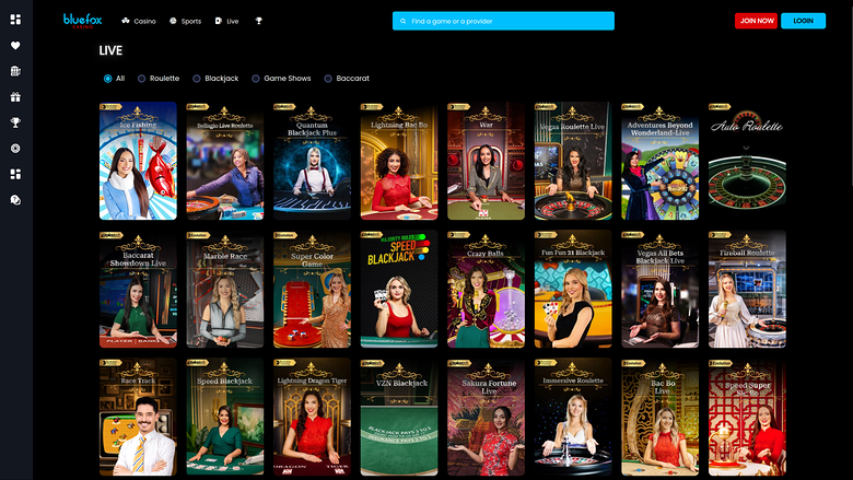 Blue Fox Casino — Live dealer lobby