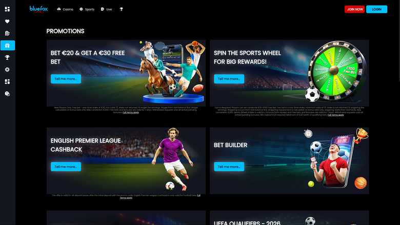 Blue Fox Casino — Promotions page