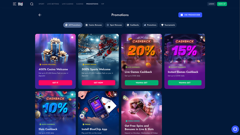 BlueChip Casino — Promotions page