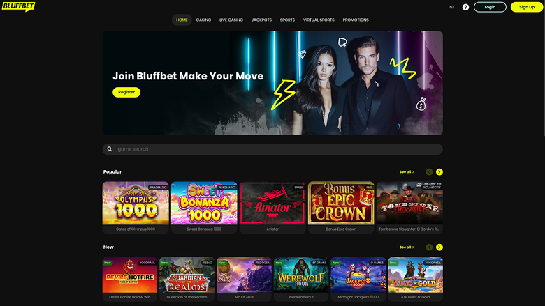 BluffBet Casino — Homepage