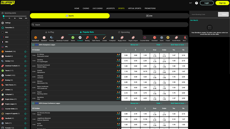 BluffBet Casino — Sportsbook