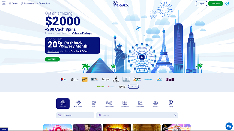 BluVegas Casino — Homepage