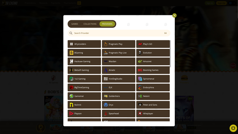 Bob Casino — Games by studio