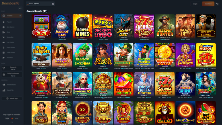 Bombastic Casino — Jackpot games