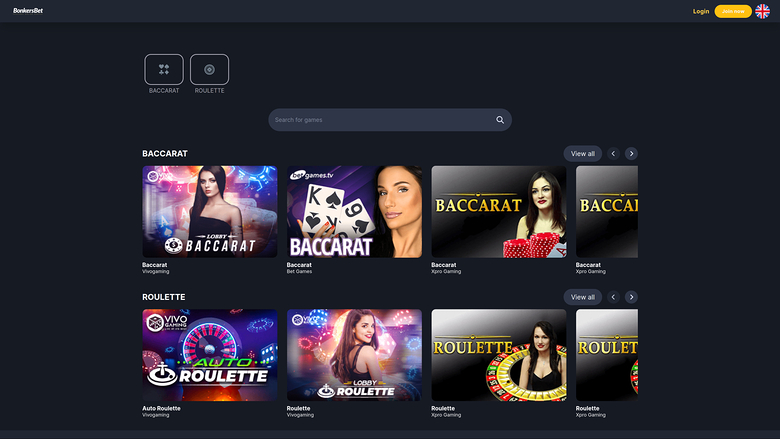 BonkersBet Casino — Live dealer lobby
