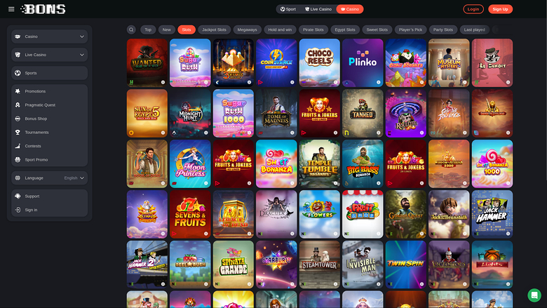 Bons Casino — Games lobby