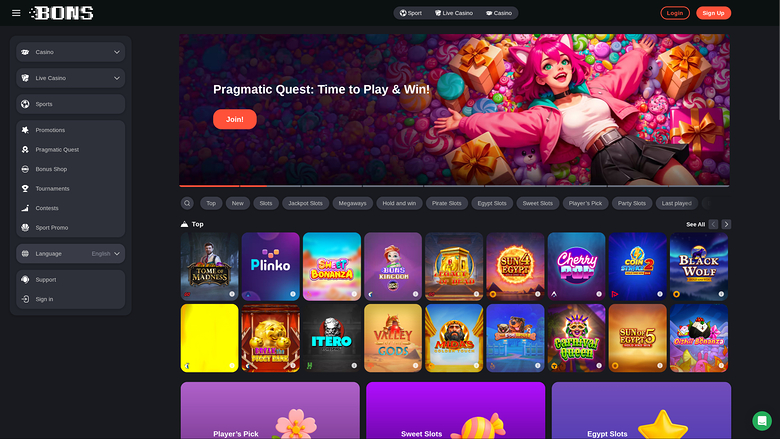 Bons Casino — Homepage