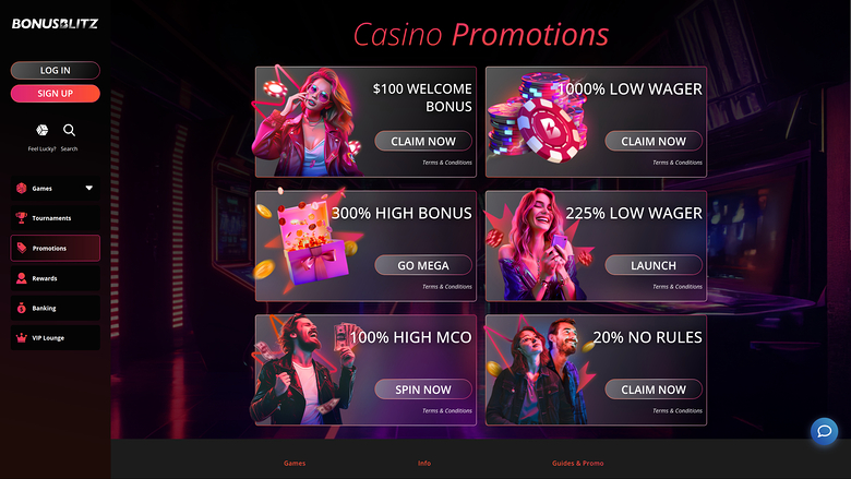 BonusBlitz — Promotions page