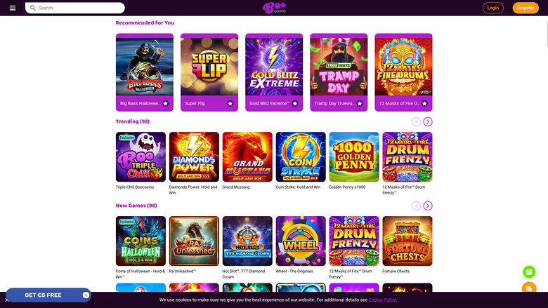 Boo Casino — Games lobby