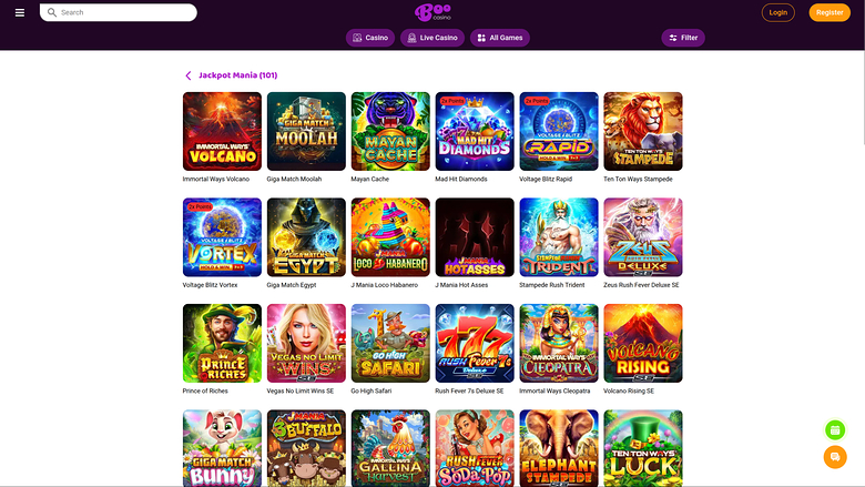 Boo Casino — Jackpot games