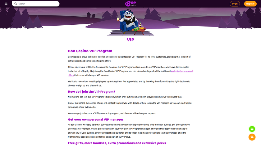 Boo Casino — VIP section