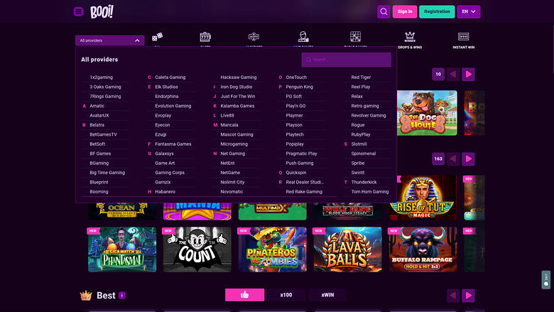 Booi Casino — Games by studio