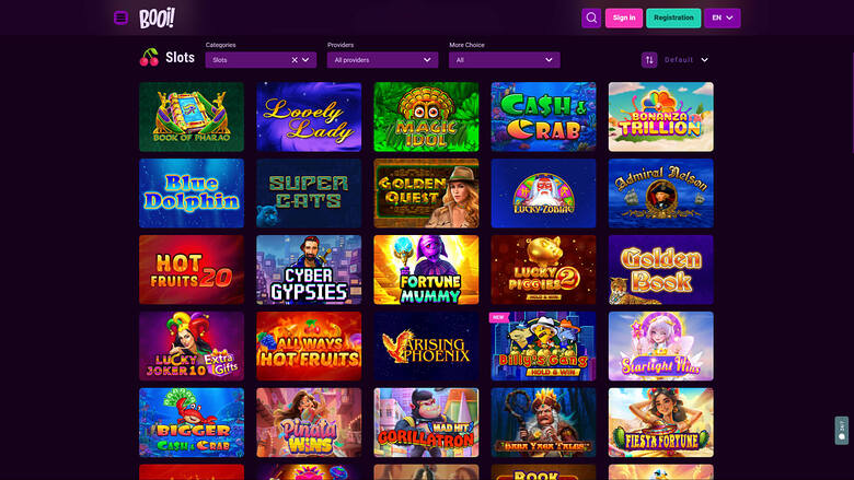 Booi Casino — Games lobby