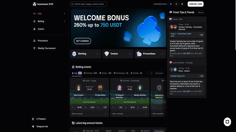 Bookmaker.xyz Casino — Homepage