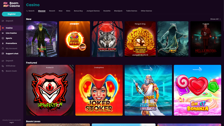 Boom Casino — Homepage