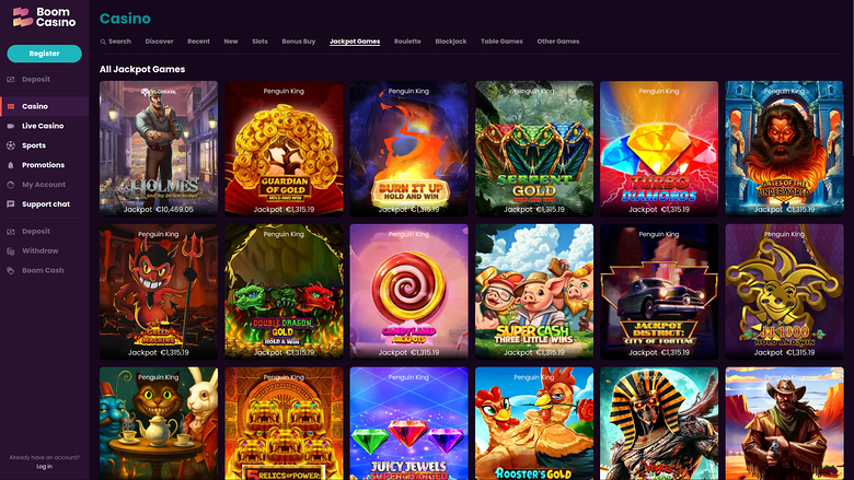 Boom Casino — Jackpot games