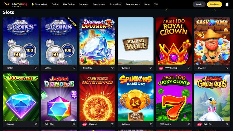 Boomerang Casino — Games lobby