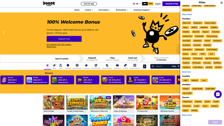 Boost Casino — Games by studio