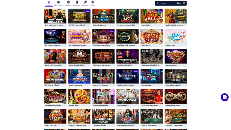 Boost Casino — Live dealer lobby