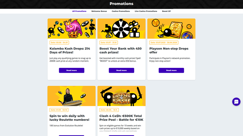 Boost Casino — Promotions page