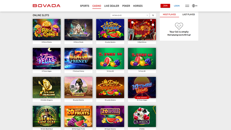 Bovada Casino — Games lobby