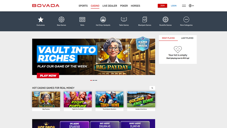 Bovada Casino — Hoempage