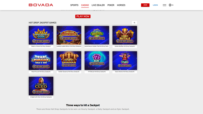 Bovada Casino — Jackpot games