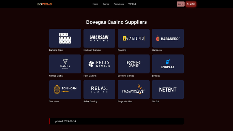 BoVegas Casino — Games by studio