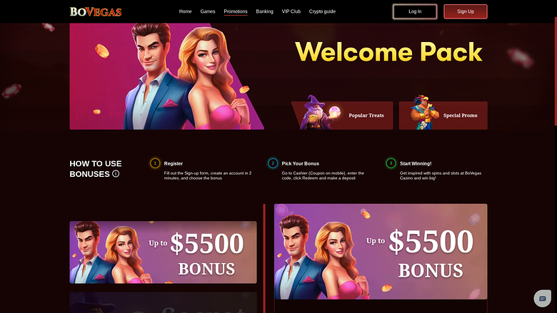 BoVegas Casino — Promotions page