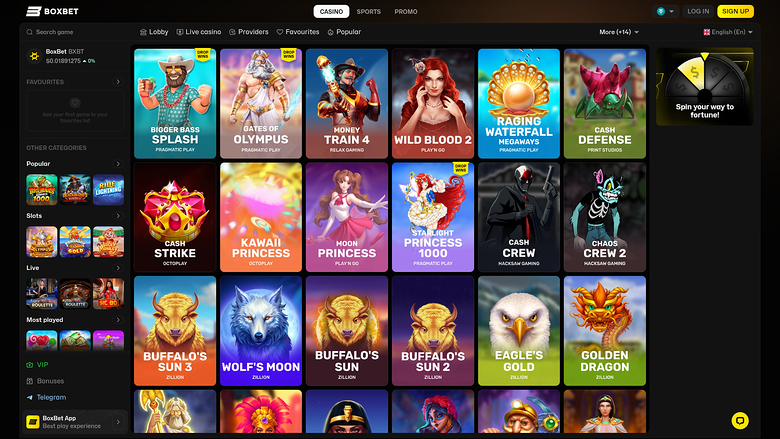 BoxBet Casino — Games lobby