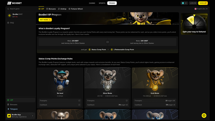 BoxBet Casino — VIP section