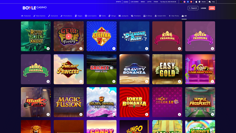 BoyleSports Casino — Games lobby