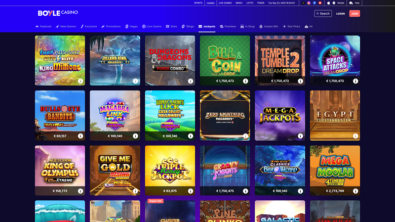 BoyleSports Casino — Jackpot games