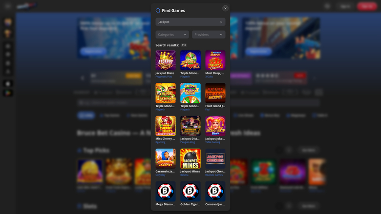 Brucebet Casino — Jackpot games
