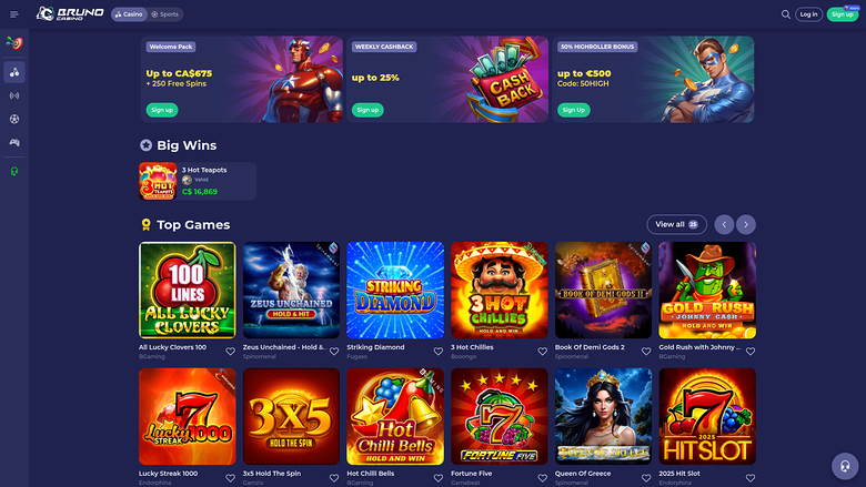 Bruno Casino — Homepage