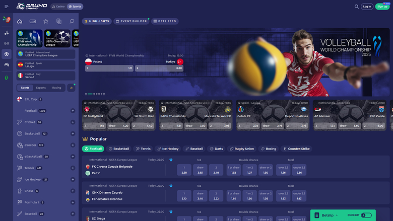 Bruno Casino — Sportsbook