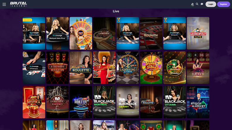 Brutal Casino — Live dealer lobby