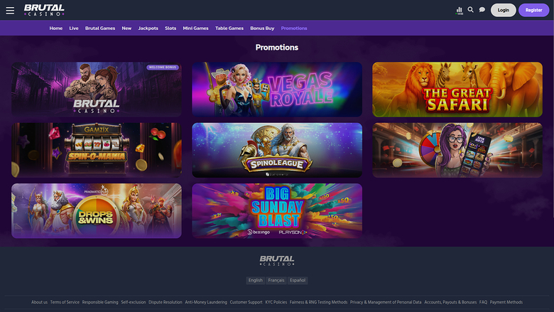 Brutal Casino — Promotions page