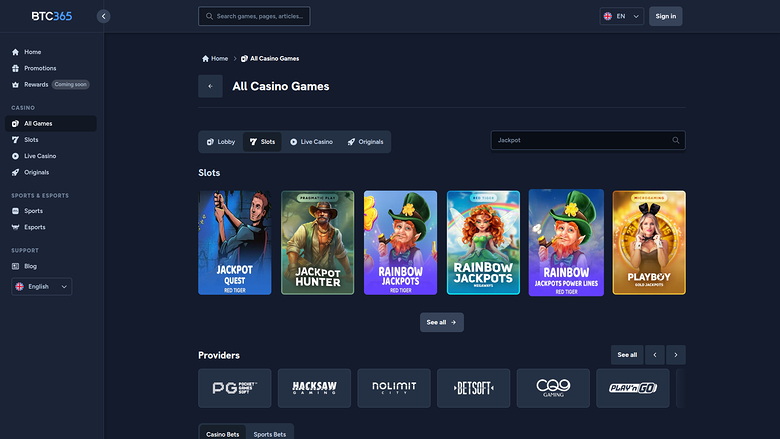 BTC365 Casino — Jackpot games