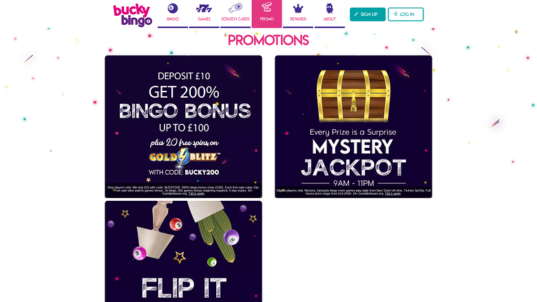 Bucky Bingo — Promotions page
